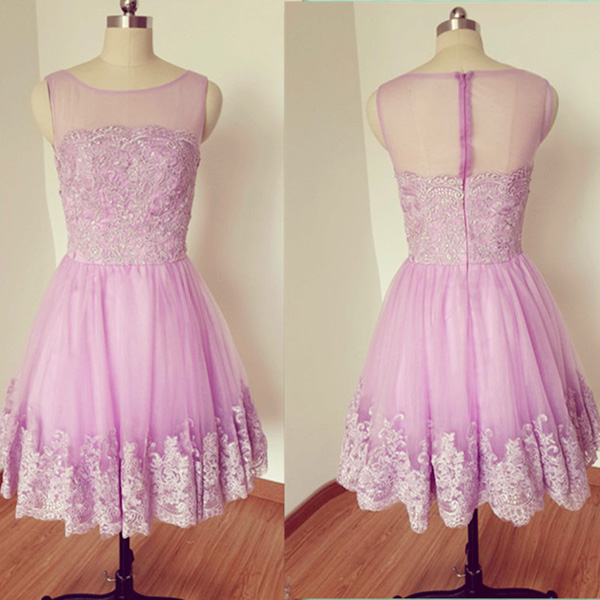 Lilac Prom Dresses,Lilac Aline Scoop Short Mini Tulle Dress
